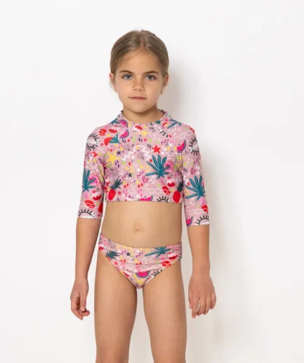 Girls Long Sleeve Crop Top Bikini Bloomtide