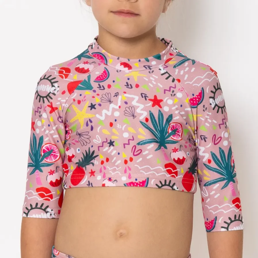 Girls Long Sleeve Crop Top Bikini Bloomtide