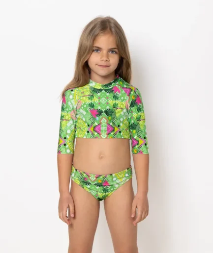 Girls Long Sleeve Crop Top Bikini Revolva