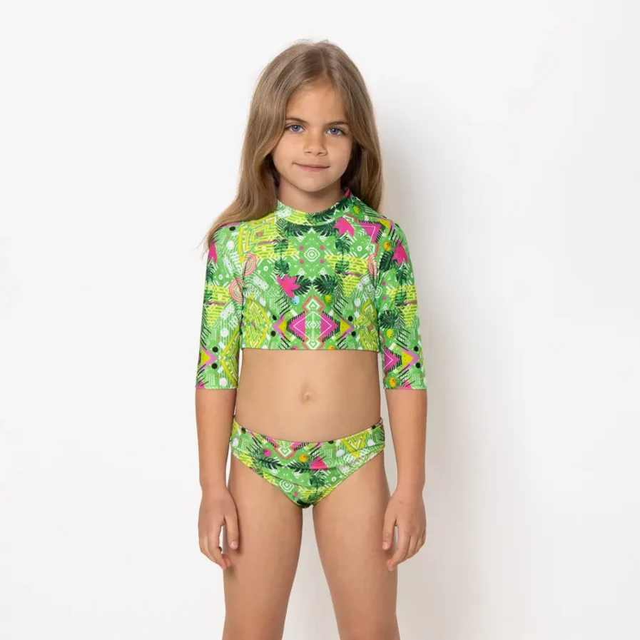 Girls Long Sleeve Crop Top Bikini Revolva