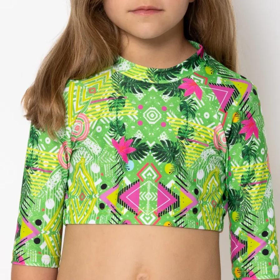 Girls Long Sleeve Crop Top Bikini Revolva