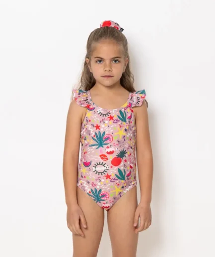 Girls One Piece Swimsuit Pleated Bloomtide