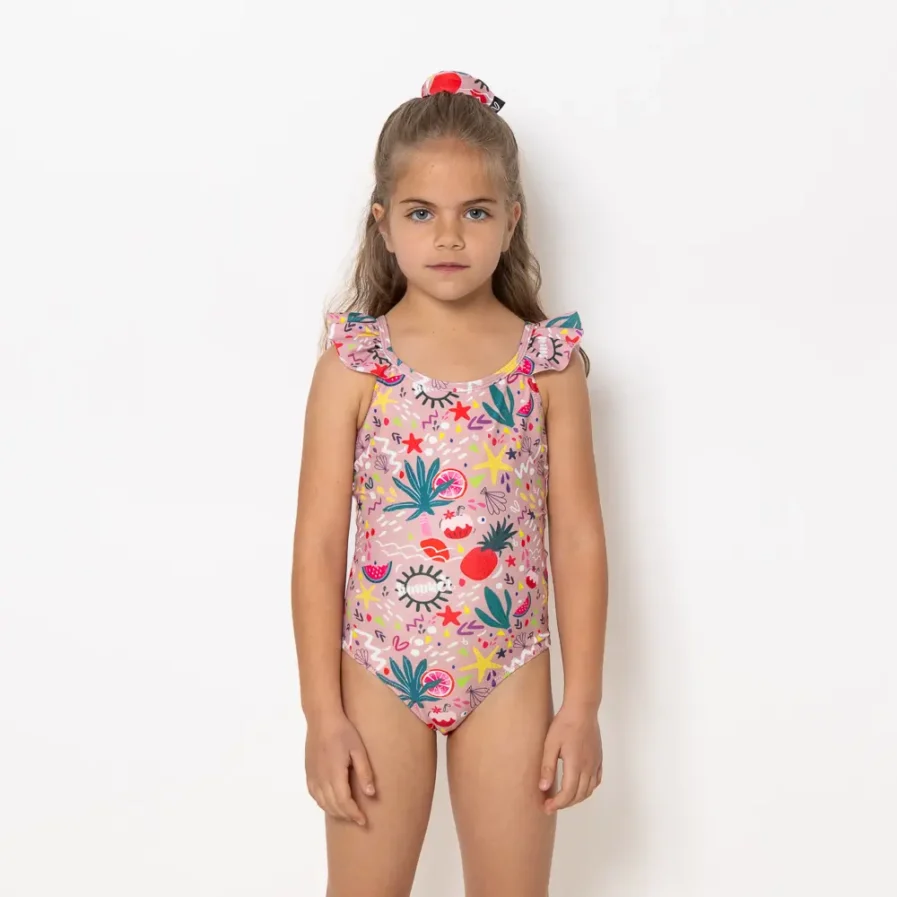 Girls One Piece Swimsuit Pleated Bloomtide