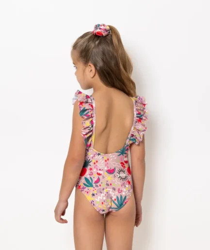 Girls One Piece Swimsuit Pleated Bloomtide