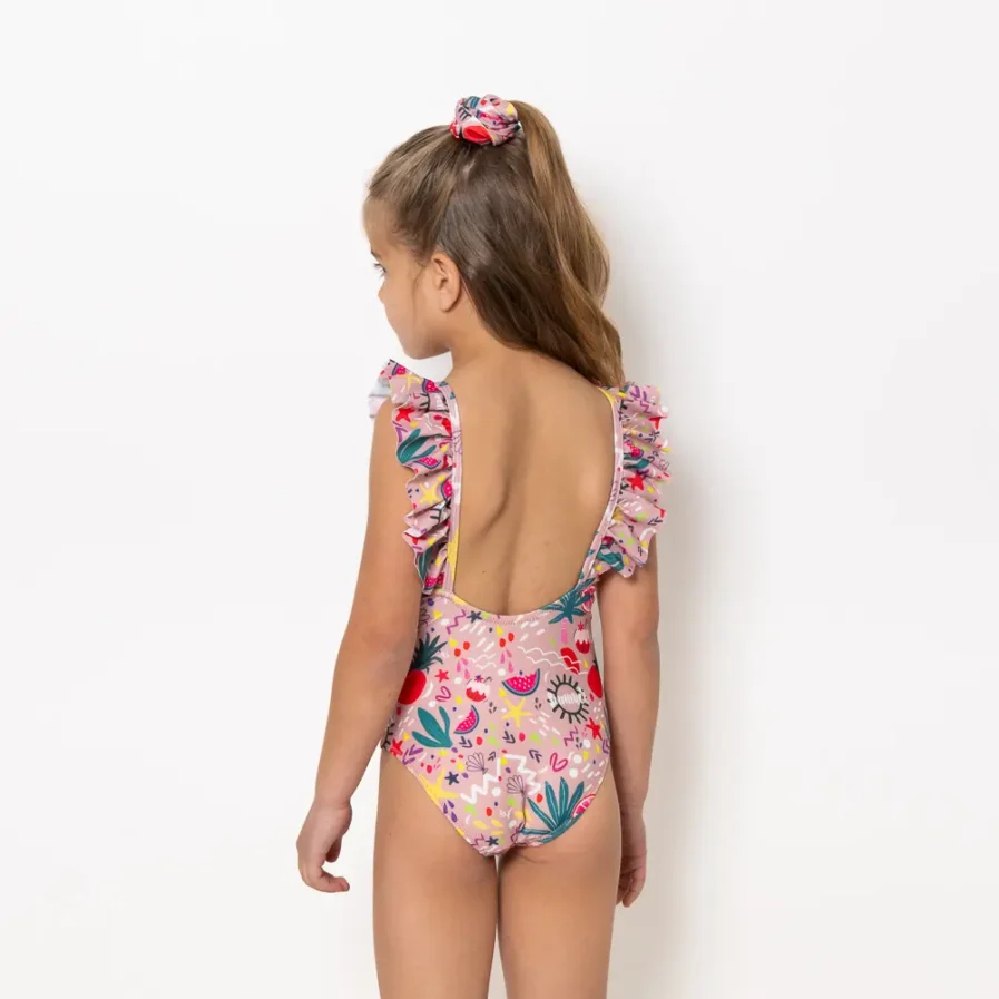 Girls One Piece Swimsuit Pleated Bloomtide