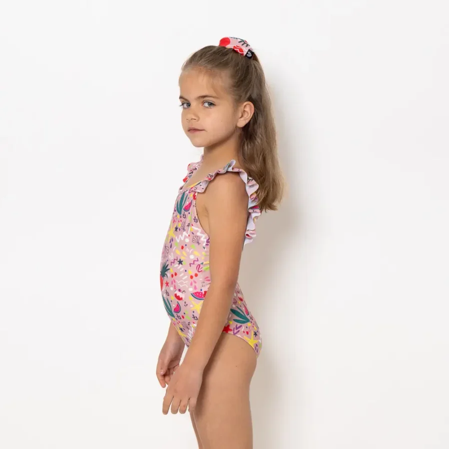 Girls One Piece Swimsuit Pleated Bloomtide