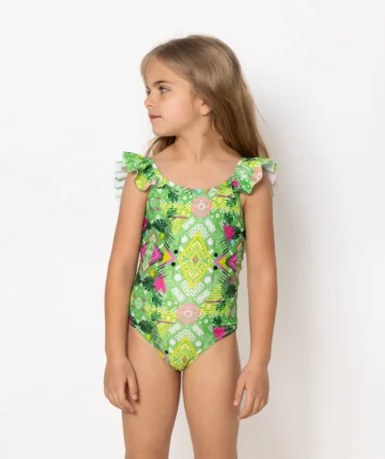 Girls One Piece Swimsuit Pleated Revolva