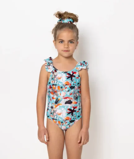 Girls One Piece Swimsuit Pleated Solea