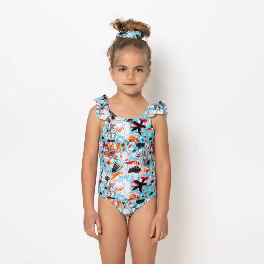 Girls One Piece Swimsuit Pleated Solea