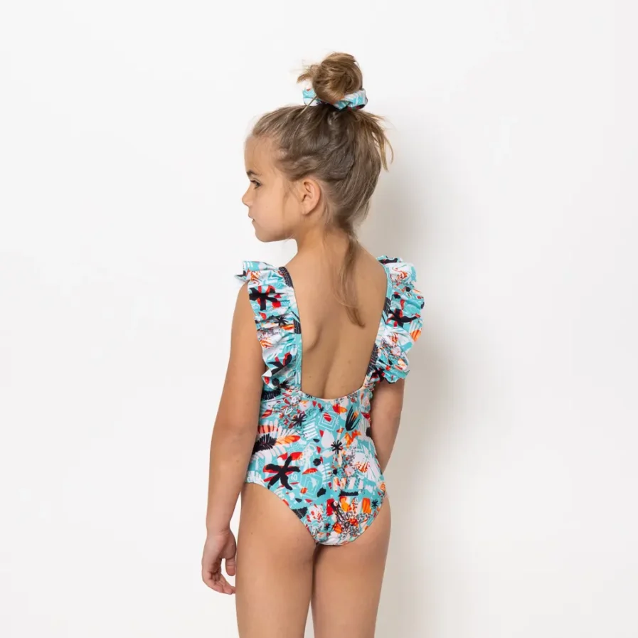 Girls One Piece Swimsuit Pleated Solea