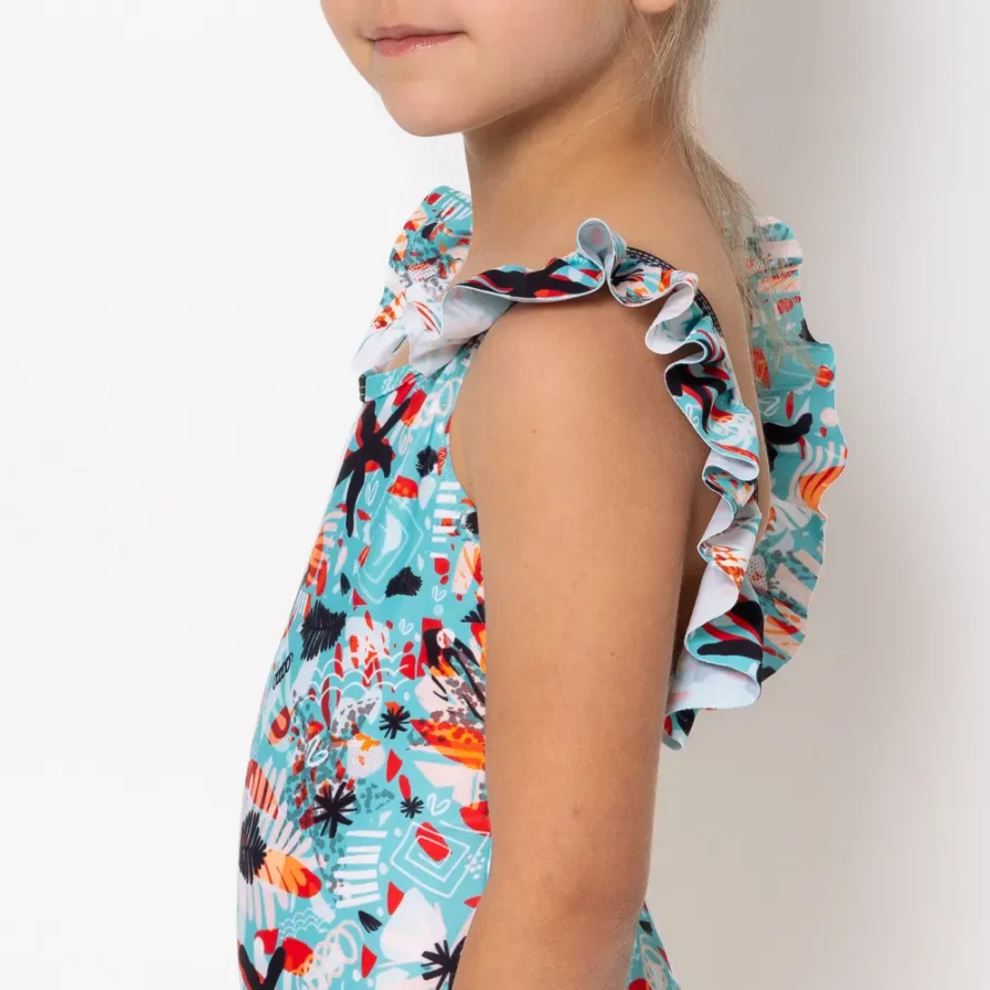 Girls One Piece Swimsuit Pleated Solea