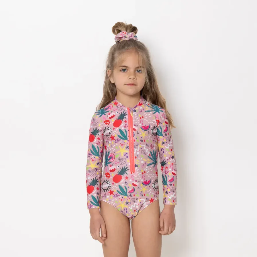 Girl's Zip Up Long Sleeve Bodysuit Bloomtide