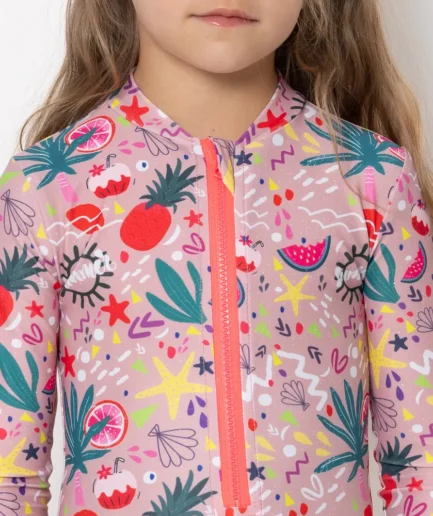 Girl's Zip Up Long Sleeve Bodysuit Bloomtide