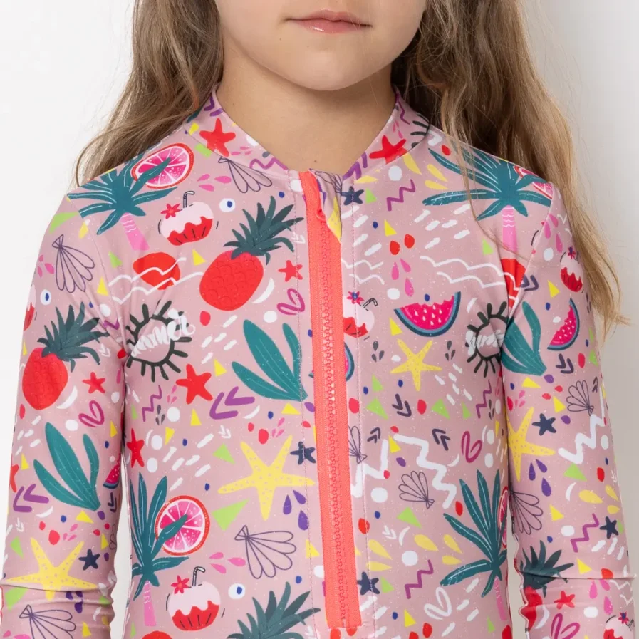 Girl's Zip Up Long Sleeve Bodysuit Bloomtide