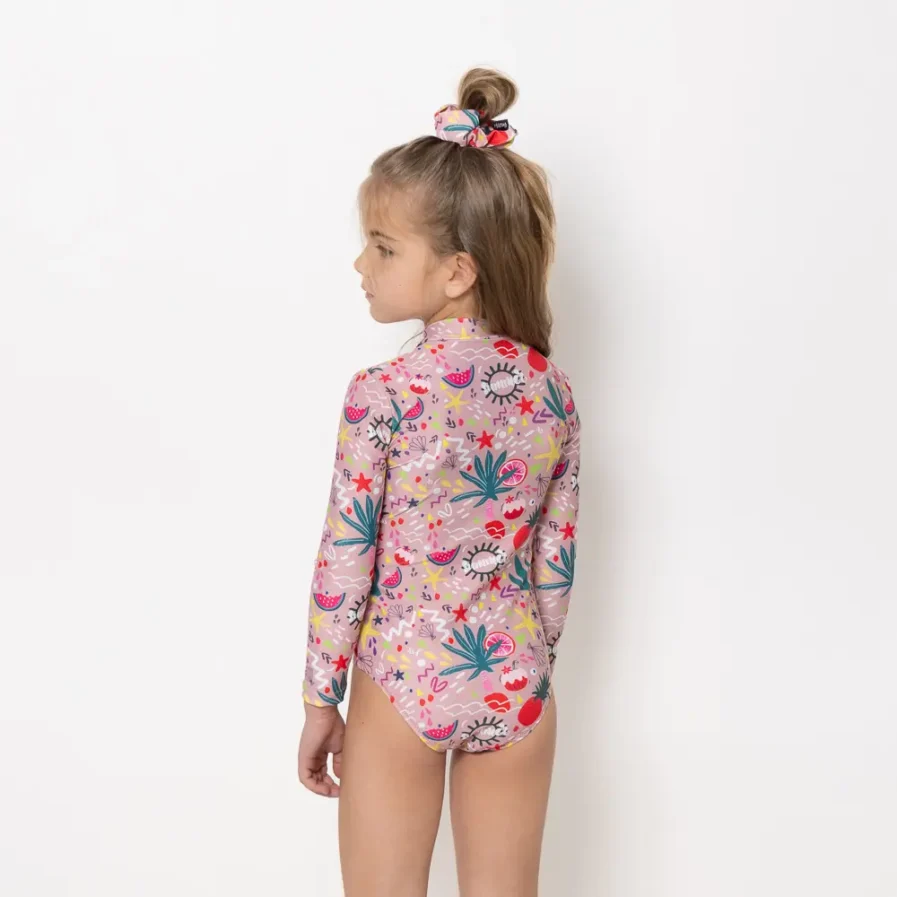 Girl's Zip Up Long Sleeve Bodysuit Bloomtide