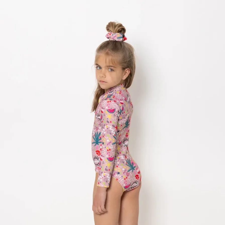 Girl's Zip Up Long Sleeve Bodysuit Bloomtide