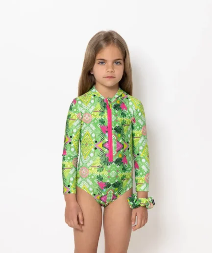 Girl's Zip Up Long Sleeve Bodysuit Revolva