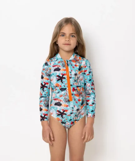 Girl's Zip Up Long Sleeve Bodysuit Soléa