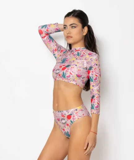 Women Long Sleeve Crop Top Bikini Bloomtide