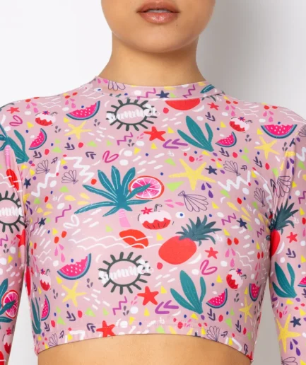 Women Long Sleeve Crop Top Bikini Bloomtide