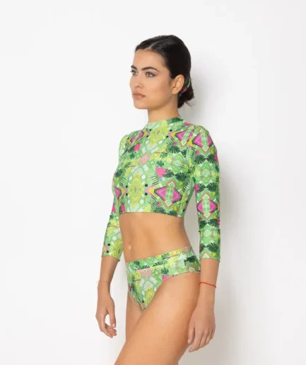 Women Long Sleeve Crop Top Bikini Revolva
