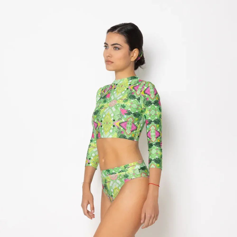 Women Long Sleeve Crop Top Bikini Revolva