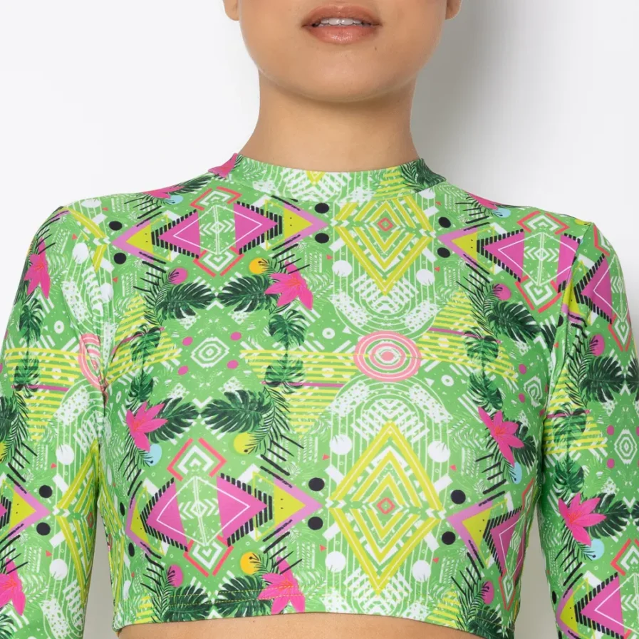 Women Long Sleeve Crop Top Bikini Revolva