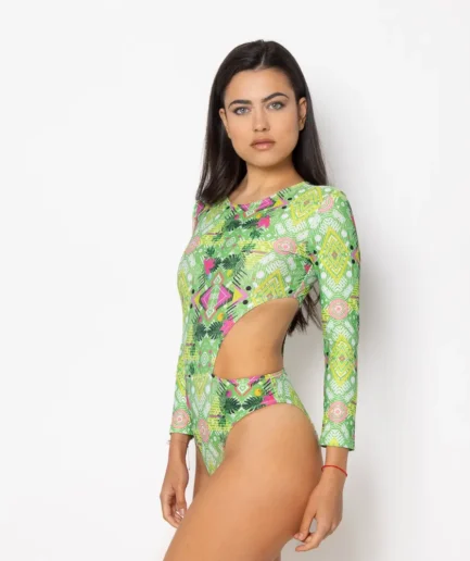 Women's Zip Up Long Sleeve Bodysuit Revolva