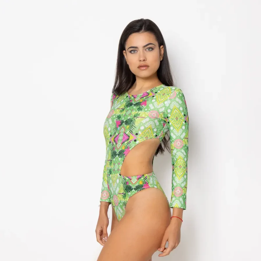Women's Zip Up Long Sleeve Bodysuit Revolva