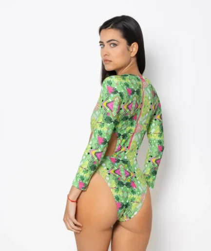 Women's Zip Up Long Sleeve Bodysuit Revolva