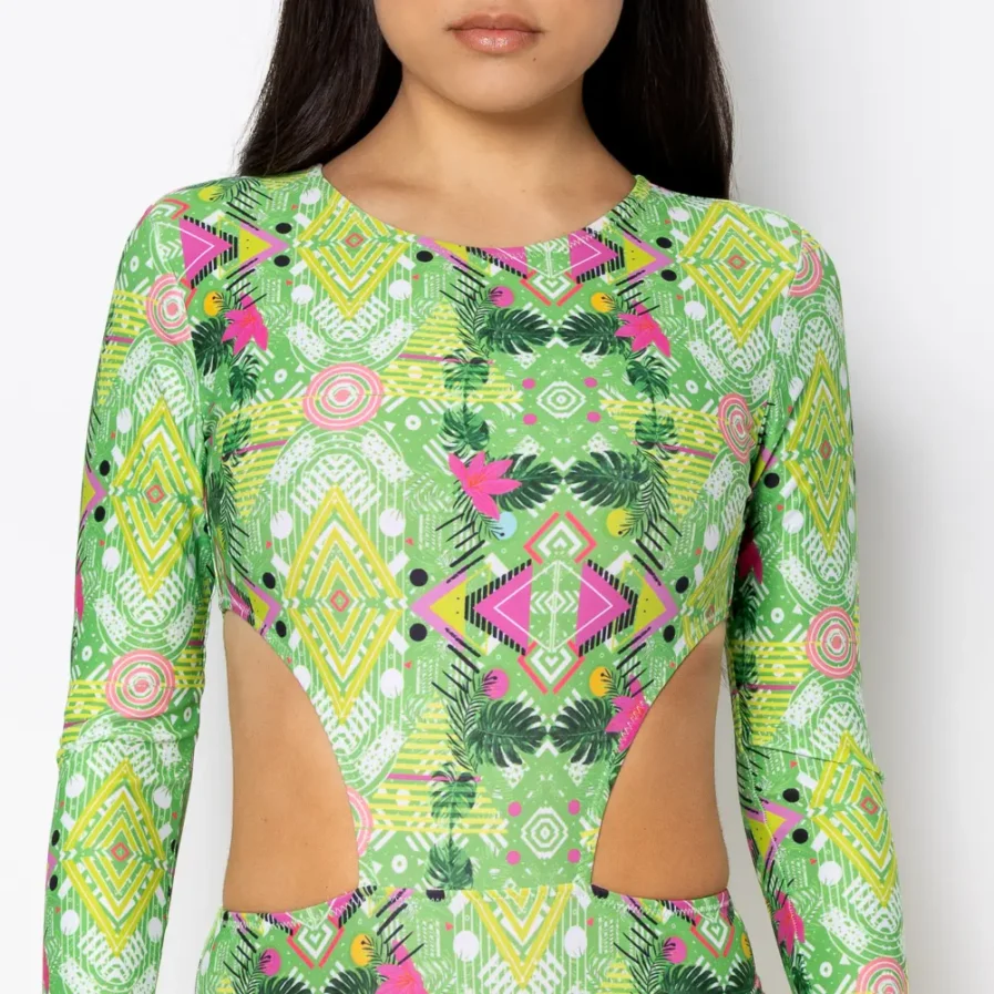 Women's Zip Up Long Sleeve Bodysuit Revolva