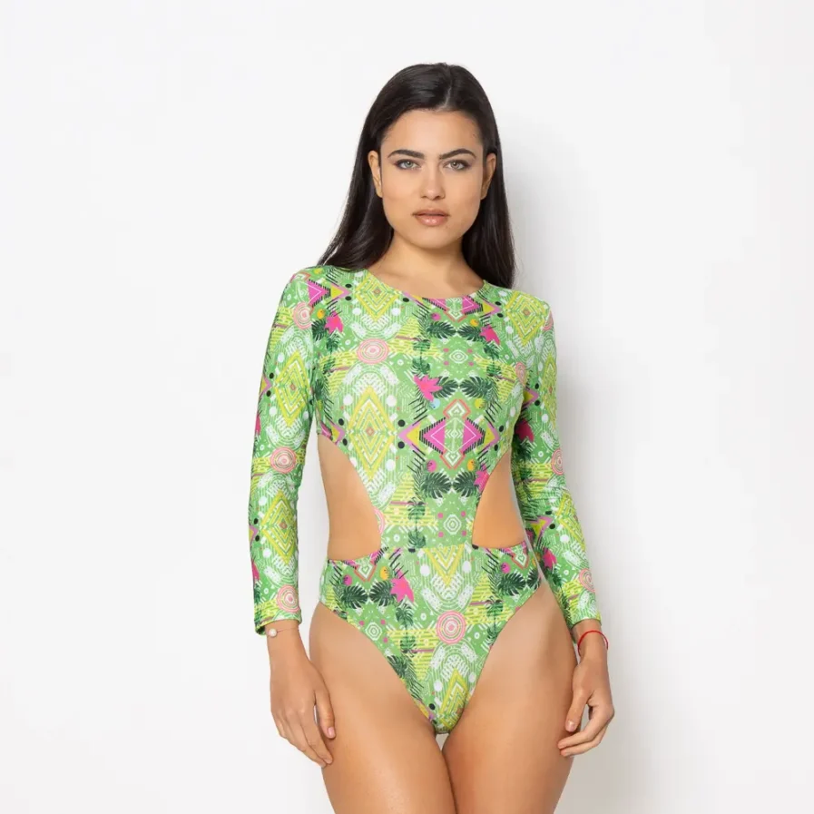 Women's Zip Up Long Sleeve Bodysuit Revolva