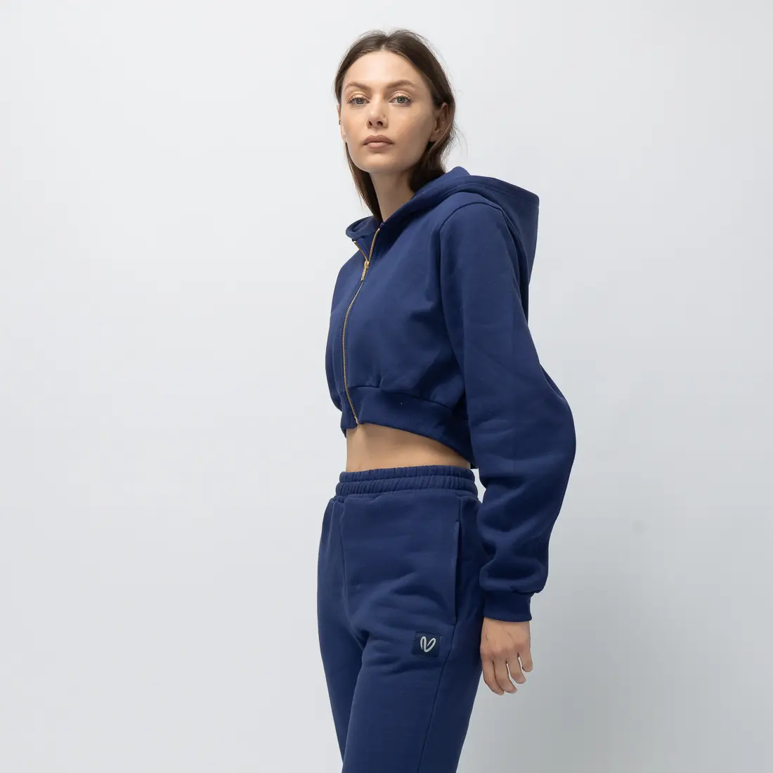 Women’s Blueberry Cropped Zip Up Hoodie 3