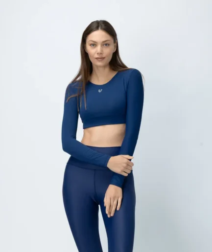 Women’s Blueberry Seamless Look Long Sleeve Crop T-Shirt