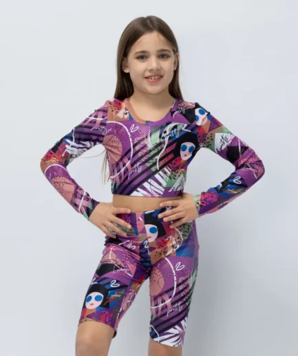 Girls’ Long Sleeve Crop Top Violet Seen | Vasiliki