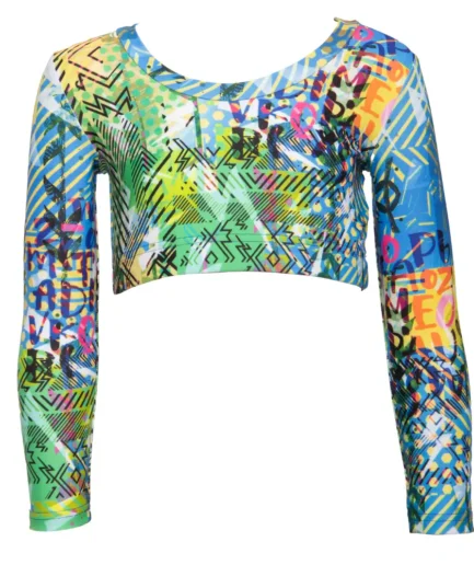Girls’ Long Sleeve Crop Top Blue Activecode | Vasiliki