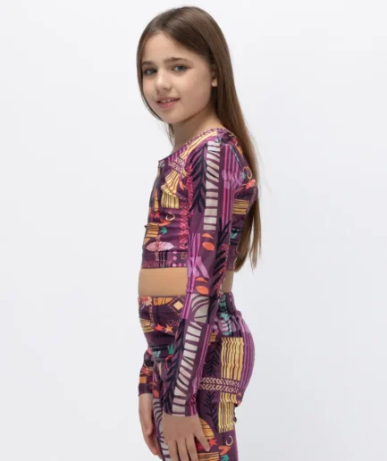 Girls’ Long Sleeve Crop Top Pastel Purple Ease | Vasiliki