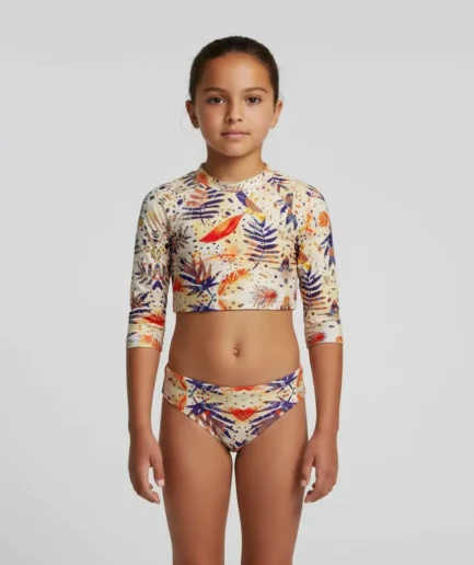 Girls' Swimwear Long Sleeve Crop Top Bikini Set Goldenplay | Vasiliki