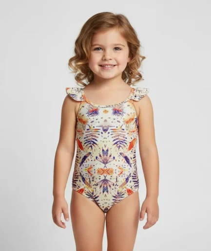 Girls' Swimwear One Piece Swimsuit Pleated Goldenplay | Vasiliki