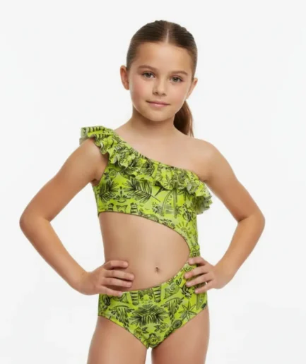 Girls' Swimwear One Shoulder Cut Out Swimsuit Lightplay | Vasiliki