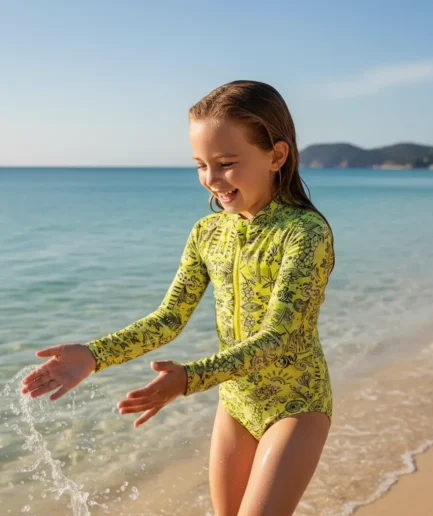 Girls' Swimwear Zip Up Long Sleeve Bodysuit Lightplay | Vasiliki