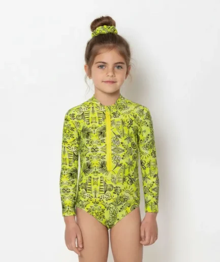 Girls' Swimwear Zip Up Long Sleeve Bodysuit Lightplay | Vasiliki