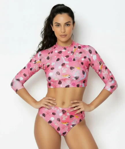 Women’s Swimwear Long Sleeve Crop Top Bikini Set Juicydive | Vasiliki