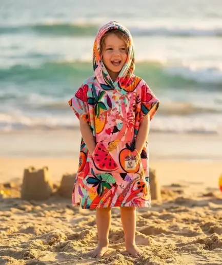 Girls’ Hooded Terry Poncho Joypop | Vasiliki