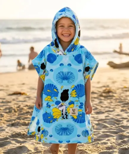 Girls’ Hooded Terry Poncho Waveplay | Vasiliki