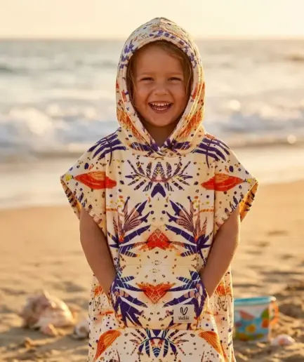 Girls’ Hooded Terry Poncho Goldenplay | Vasiliki