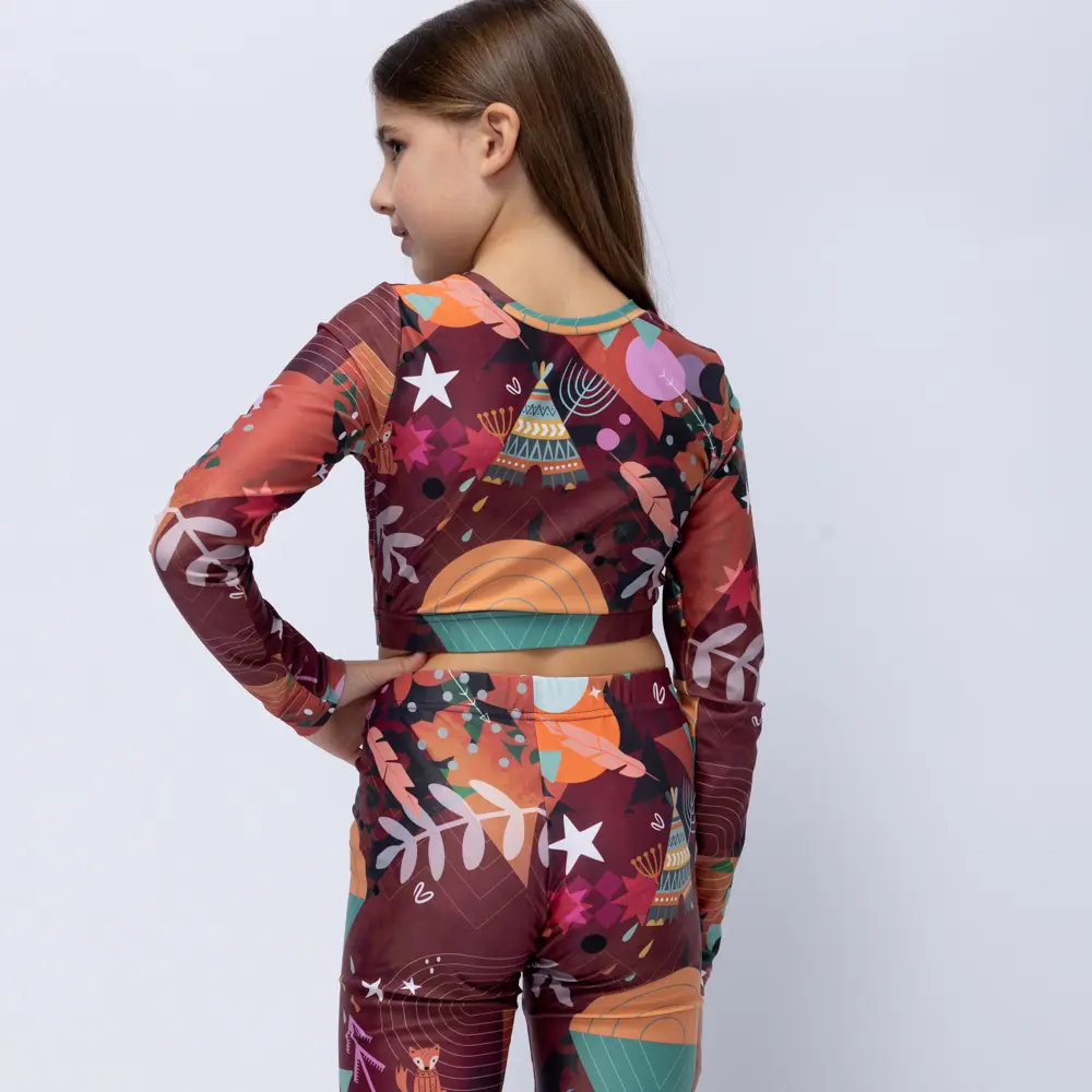 Girls’ Long Sleeve Crop Top Chocolate Rooted Vasiliki - 2