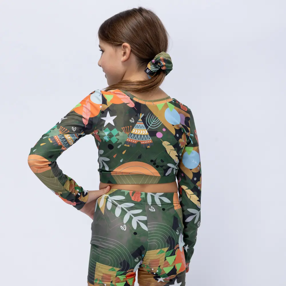 Girls’ Long Sleeve Crop Top Green Rooted Vasiliki - 2