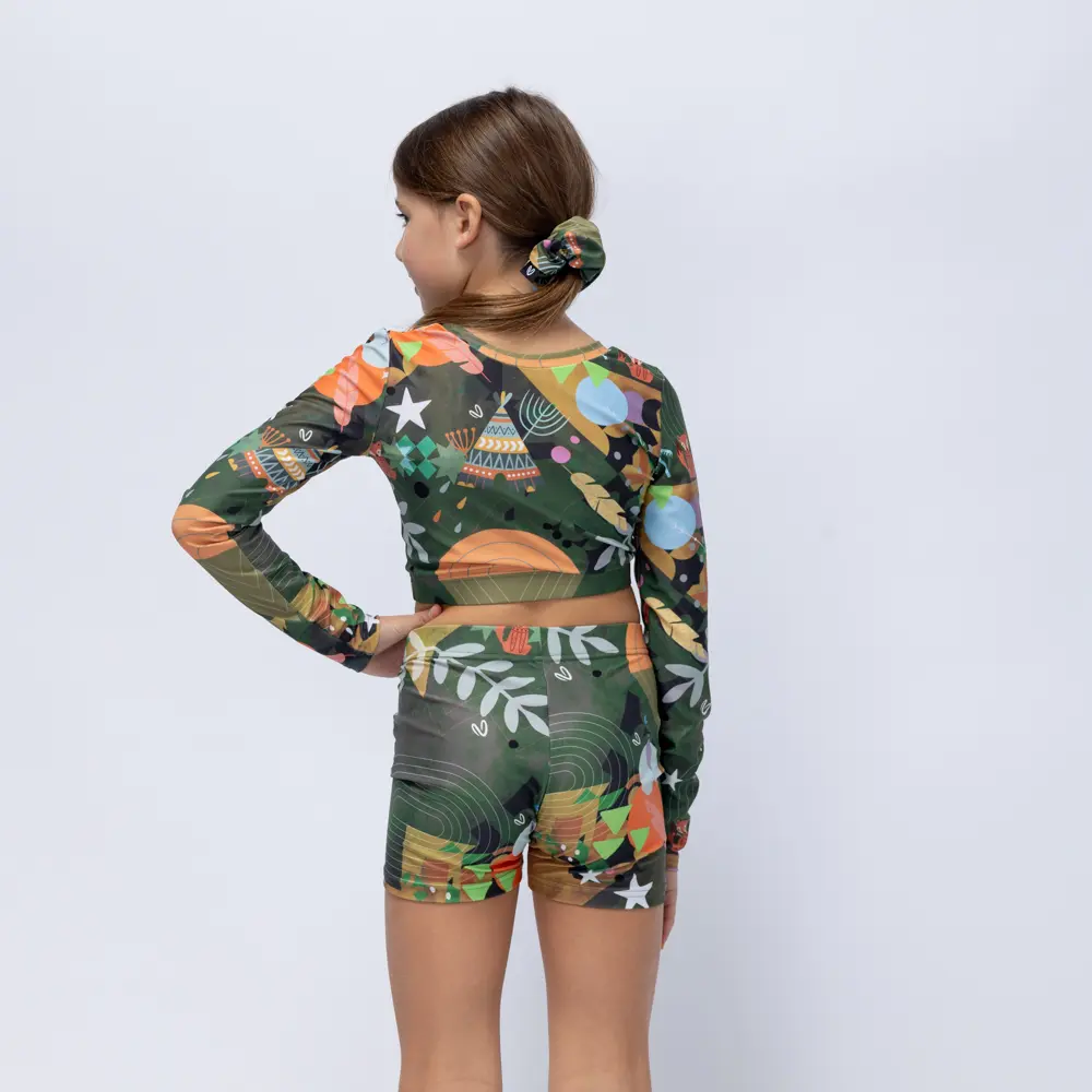 Girls’ Long Sleeve Crop Top Green Rooted Vasiliki - 3