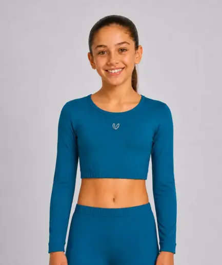 Girls’ Long Sleeve Crop Top Oceanside | Vasiliki